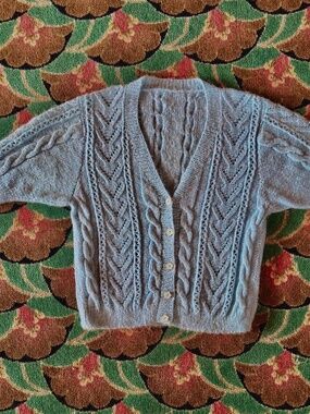 Hand-Knit Cable Short Sleeve Cardy